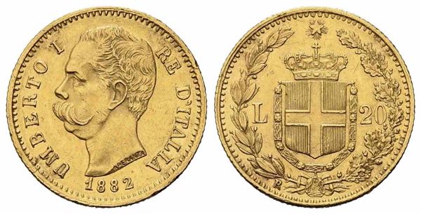 REGNO D'ITALIA. Umberto I (1878-1900). 20 lire 1882. Au (21,40 mm – 6,44 g). Gi...