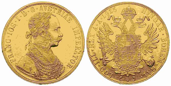 AUSTRIA. Francesco Giuseppe (1848-1816). 4 ducati 1915. Au titolo 986 (39,75 mm...