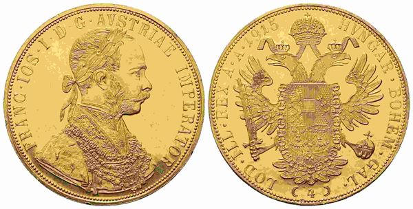 AUSTRIA. Francesco Giuseppe (1848-1816). 4 ducati 1915. Au titolo 986 (39,65 mm...