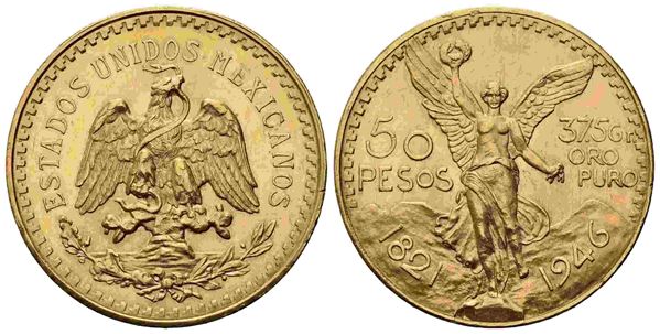 MESSICO. 50 pesos 1946. Au  titolo 900 (41,66 g, di cui 37,50 g di oro puro). q...  - Asta Monete e medaglie moderne Italiane ed Estere - Bertolami Fine Art - Casa d'Aste