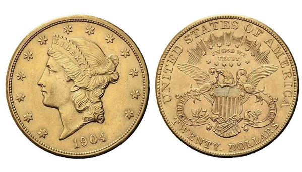 USA. 20 dollari 1904. Philadelphia. Au (33,46 g). qSPL...  - Auction Monete e medaglie moderne Italiane ed Estere - Bertolami Fine Art - Casa d'Aste