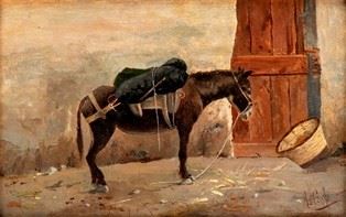 AUGUSTO CECCHI : Donkey  - Oil on board - Auction Dipinti, disegni e sculture dal XIX al XXI Secolo. Vetri e Ceramiche del ‘900 - Bertolami Fine Art - Casa d'Aste