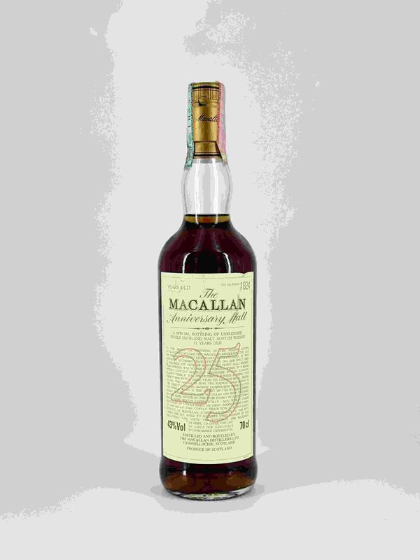 The Macallan Anniversary Malt 25 Year Old Single Malt Scotch Whisky...  - Auction Vini e Distillati. Pregiati da Collezione e d'Annata. - Bertolami Fine Art - Casa d'Aste