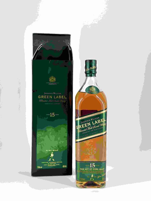 Johnnie Walker Green Label 15 Year Old Blended Malt Scotch Whisky...  - Asta Vini e Distillati. Pregiati da Collezione e d'Annata. - Bertolami Fine Art - Casa d'Aste