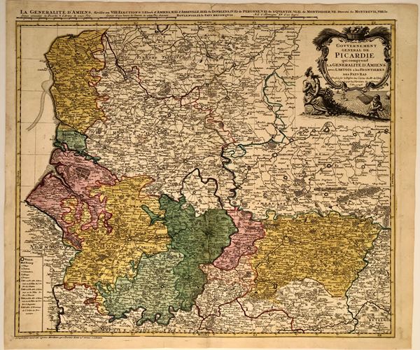 JOHANN BAPTIST HOMANN - Carte du Govvernement General de Picardie, 1746...