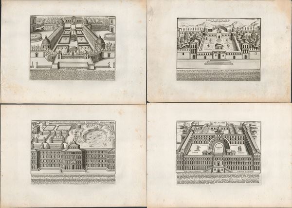 Giacomo Lauro - Lot of 4 plates with views of Rome