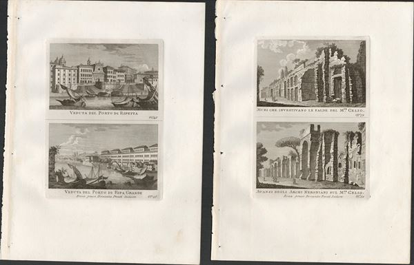 Lot of 6 plates with views of Rome...