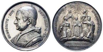 Stato Pontificio. Gregorio XVI (1831 - 1846). Medaglia 1839. Anno IX. Canonizzazione Cinque Santi...