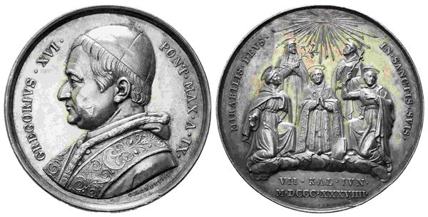 CITTA' DEL VATICANO. Stato Pontificio. Gregorio XVI (1831-1846). Medaglia 1839....  - Asta Monete e medaglie moderne Italiane ed Estere - Bertolami Fine Art - Casa d'Aste