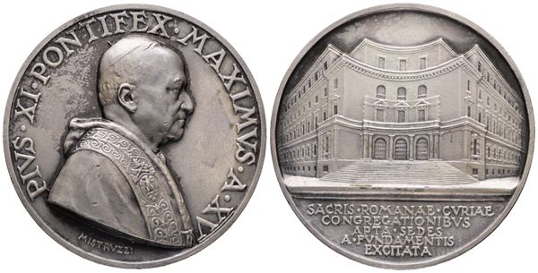 VATICANO. Pio XI (1922-1939). Medaglia 1936 annuale A.XV "Nuova sede della curia romana". Bart.E936; Ag; 39,04gr; 44,15mm