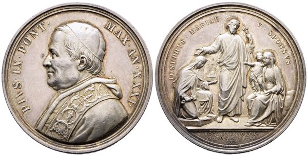 STATO PONTIFICIO. Pio IX (1846-1878). Medaglia annuale 1876 XXXI san Giuseppe patrono della Chiesa. Ag; 34,90gr; 43,9mm.