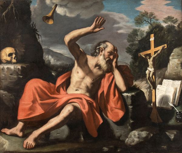 Giovanni Francesco Barbieri Guercino - San Girolamo penitente nel deserto ode le trombe del Giudizio Universale