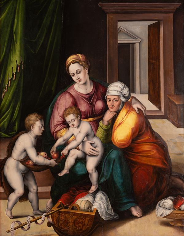 Giulio  Pippi  Giulio Romano - Madonna con Bambino, Sant'Anna e San Giovaninno, "Madonna della gatta"