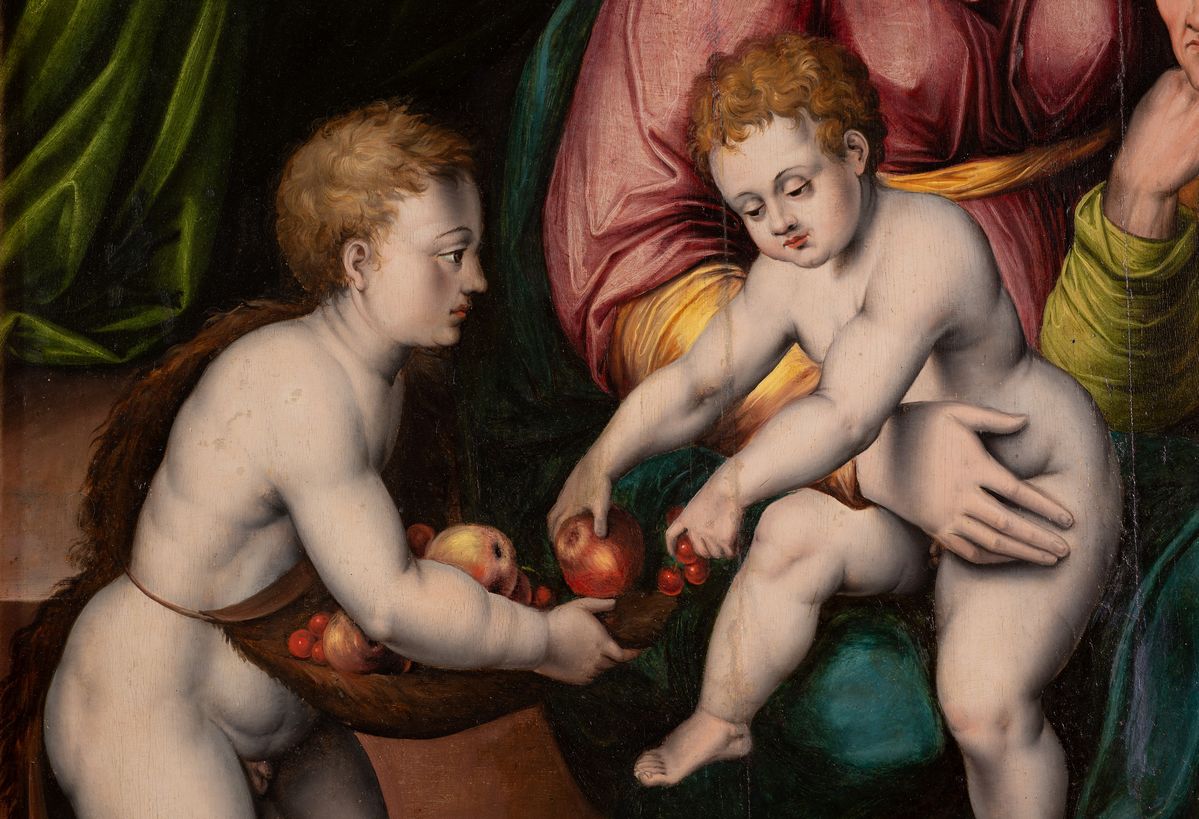 Giulio Pippi Giulio Romano - Madonna con Bambino, Sant'anna e San Giovaninno, "madonna della Gatt...