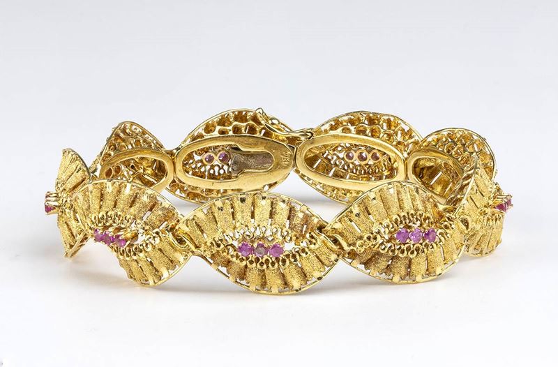 Bracciale Oro Giallo e Rubini - Anni '60...
