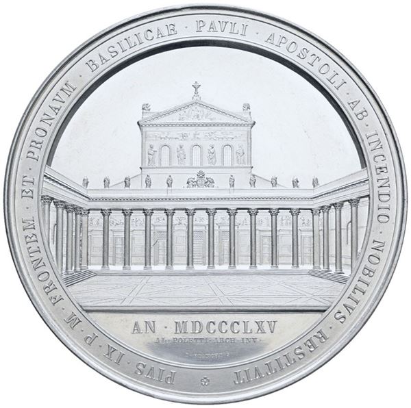 STATO PONTIFICIO. Pio IX (1846-1878). Medaglia 1865 San Paolo fuori le mura. XX sec. MB 80mm. QFDC