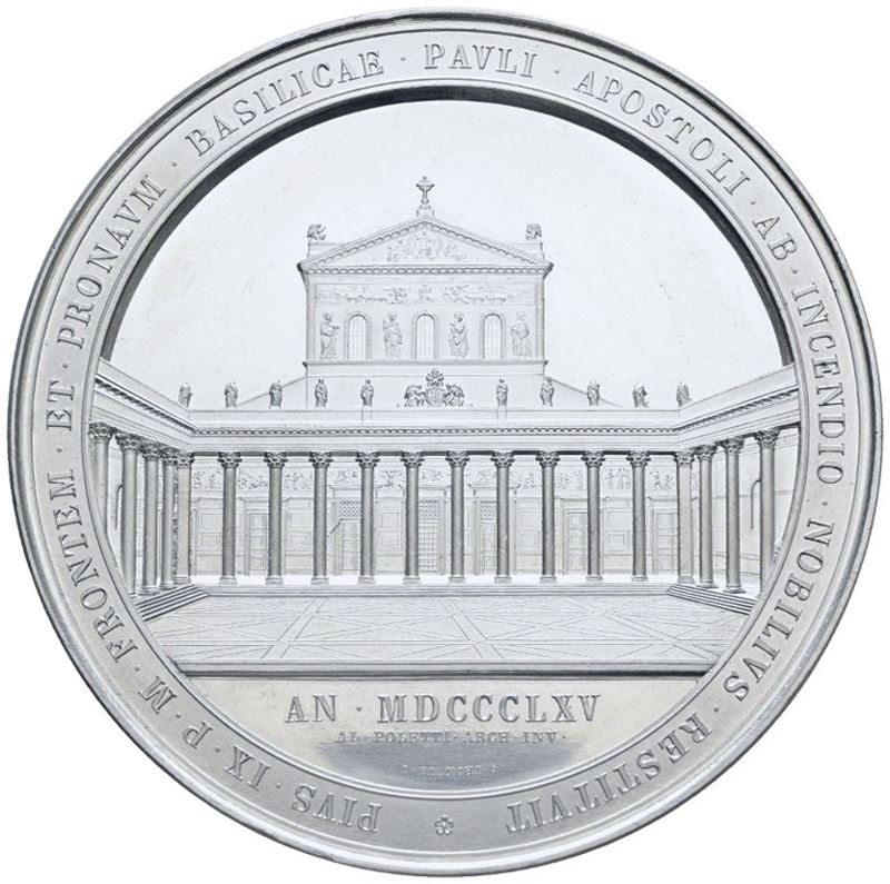 Stato Pontificio. Pio IX (1846-1878). Medaglia 1865 San Paolo Fuori le Mura. XX Sec. Mb 80mm. Qfd...