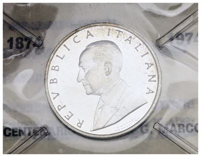 Repubblica Italiana. 500 Lire Centenario Nascita Marconi 1974. Ag. 11gr. Fdc