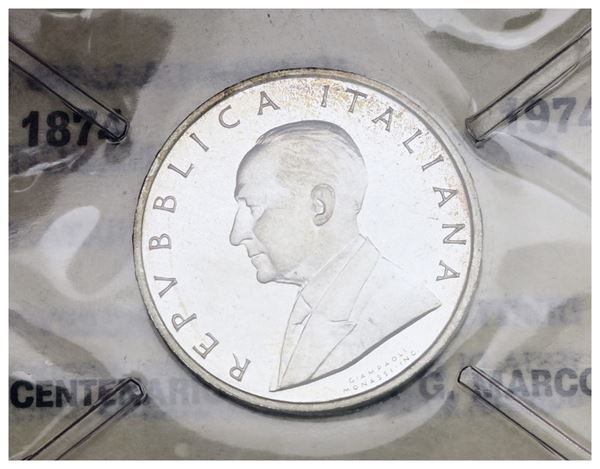REPUBBLICA ITALIANA. 500 lire centenario nascita Marconi 1974. Ag. 11gr. FDC