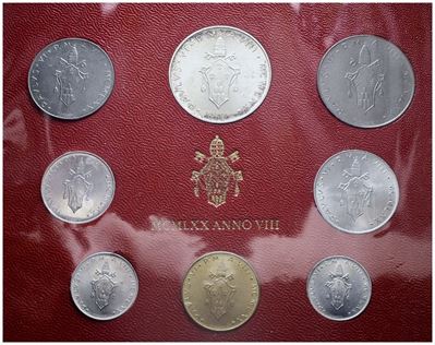 Vaticano. Paolo Vi (1963-1978). Serie Divisionale 1970 con 500 Lire in Argento. Fdc