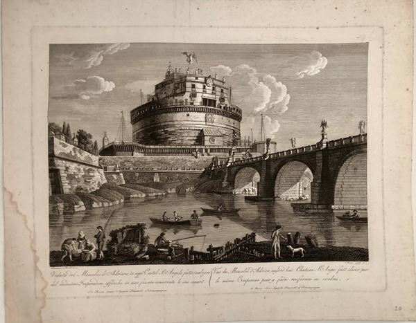 Francesco Morelli (1768ca.-1830 fl.) - Veduta del Mausoleo di Adriano in oggi Castel S. Angelo…, 1796...