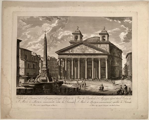 Francesco Barbazza (1771-1789 (fl.)) - Veduta del Panteon di Agrippa in oggi Chiesa di S. Maria ad Martyres...