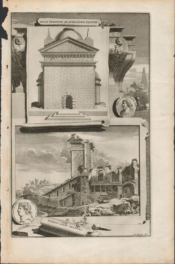 Lot of 4 plates depicting monuments of Rome...