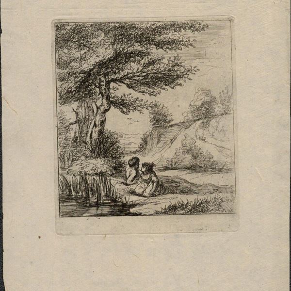 Dominique Vivant Denon : Landscape with a resting couple, c.1790...  - Etching, 92 x 79 mm (platemark), 150 x 124 mm (sheet) - Auction STAMPE, LIBRI E CARTE GEOGRAFICHE  - Bertolami Fine Art - Casa d'Aste