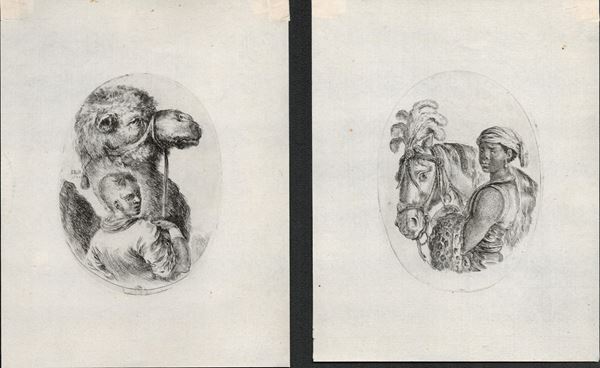 Stefano della Bella - Lot of two plates from "Plusieurs testes coiffees a la Persienne" series...