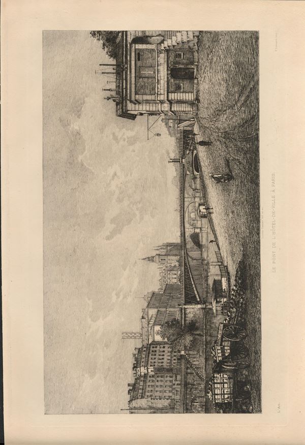 Lucien Marcelin Gautier (1850-1925) - Le Pont de l'Hotel-de-Ville a Paris...