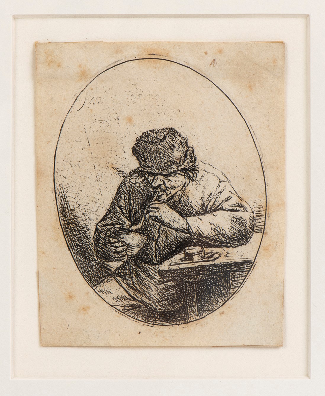 Adrien Van Ostade (haarlem, 1610 -1685), Attribuito, Adriaen Van Ostade - Un Uomo che Fuma Seduto...