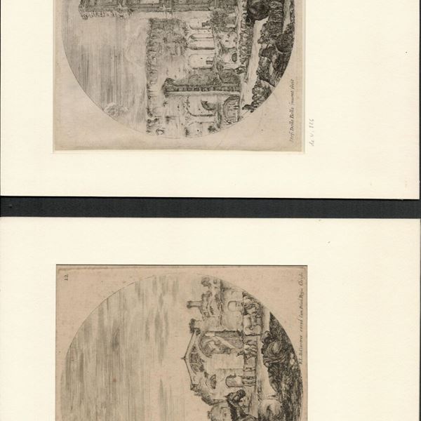 Stefano della Bella - Lot of three engravings from the series Views of Roman ruins and landscapes...