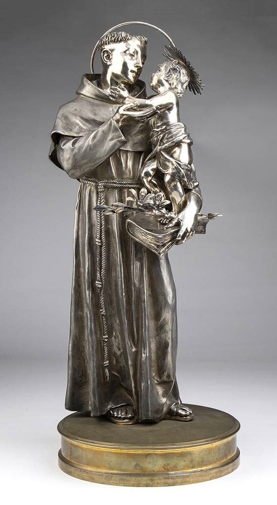 Scultura Italiana in Argento, Raffigurante Sant'antonio con Gesù Bambino - Prob...