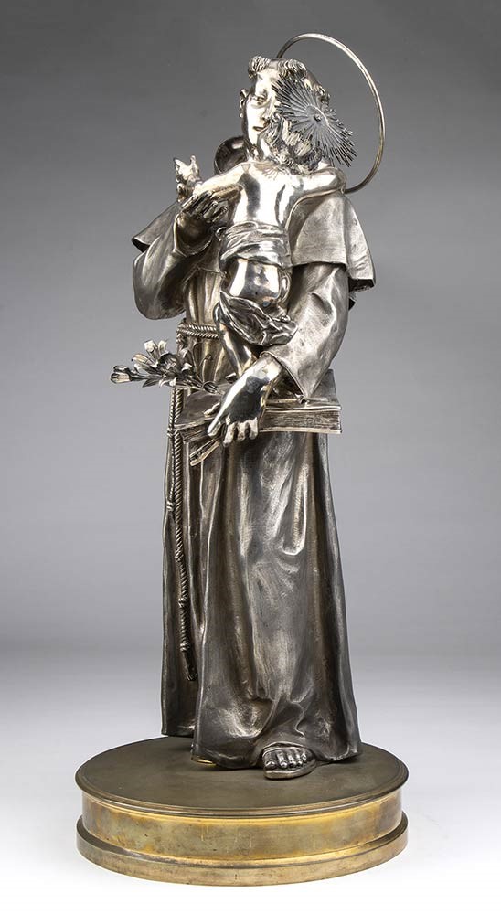 Scultura Italiana in Argento, Raffigurante Sant'antonio con Gesù Bambino - Prob...