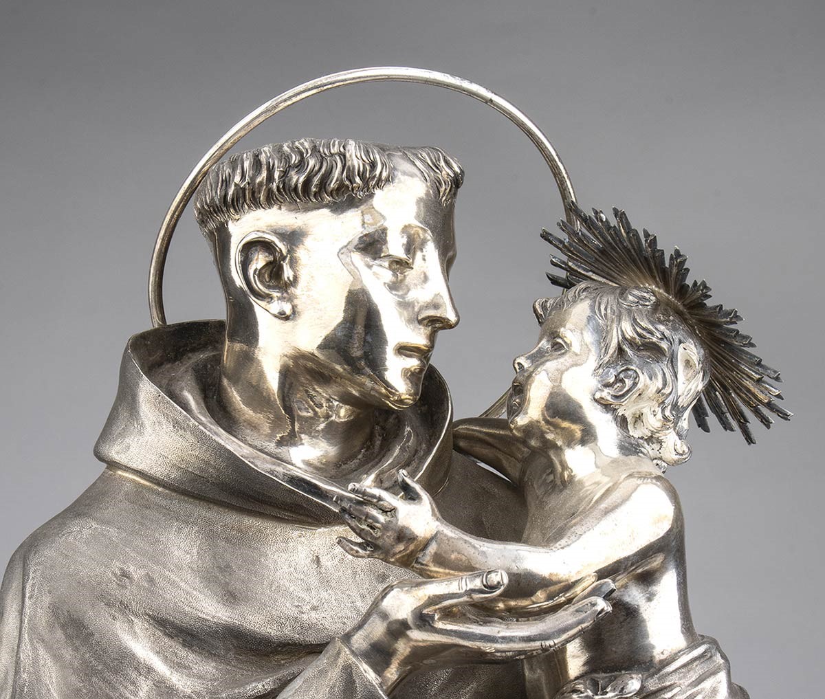 Scultura Italiana in Argento, Raffigurante Sant'antonio con Gesù Bambino - Prob...