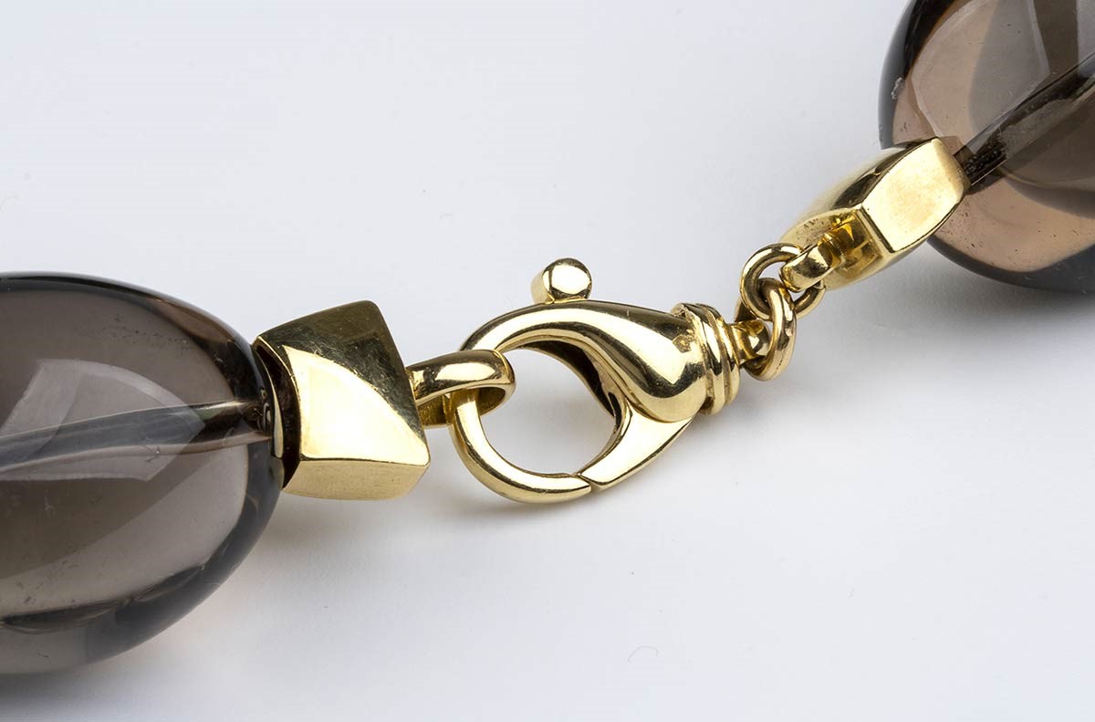 Collana in Oro Ad un Filo di Elementi in Quarzo ...