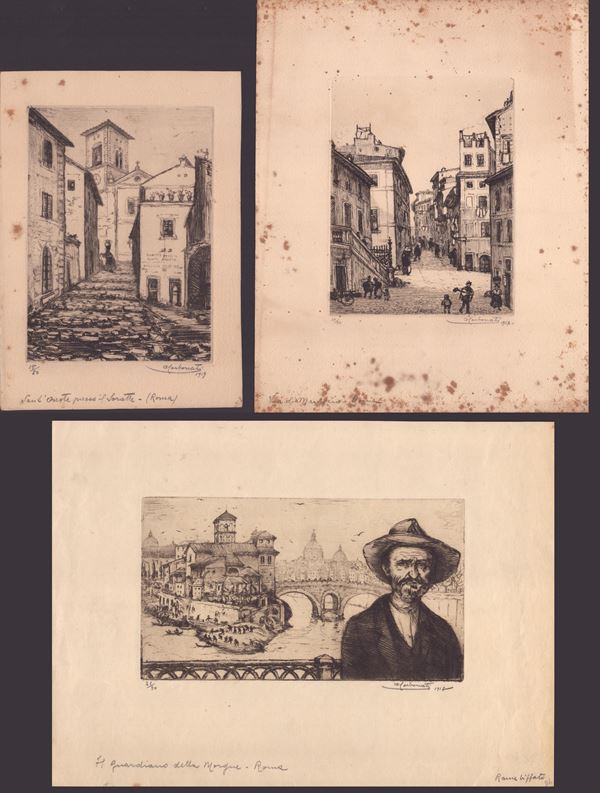 Antonio Carbonati - Lotto di tre scorci di Roma