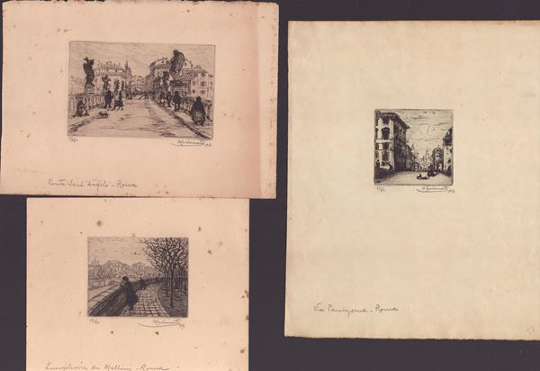 Antonio Carbonati - Lotto di tre scorci di Roma