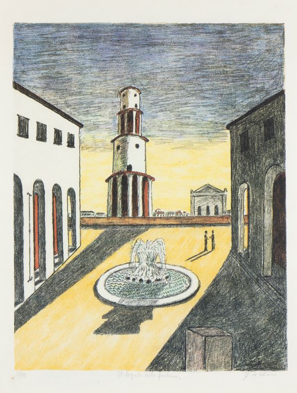 GIORGIO DE CHIRICO - Il segreto della fontana, 1971...