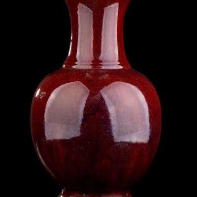 Grande Vaso a Balaustro in Porcellana con Invetriatura 'sangue di Bue'