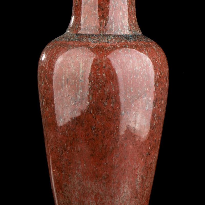 Vaso a Balaustro in Porcellana con Invetriatura 'fiore di Pesco'